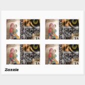 Sticker Rectangulaire Tigre & Couple - Impression d'art (Feuille)