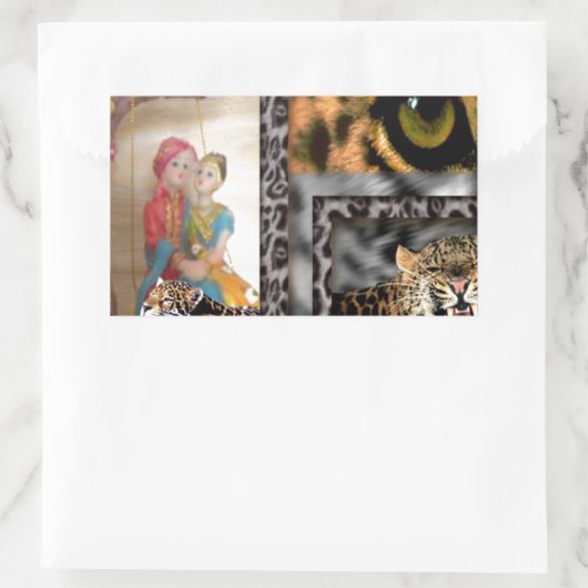 Sticker Rectangulaire Tigre & Couple - Impression d'art (Sac)