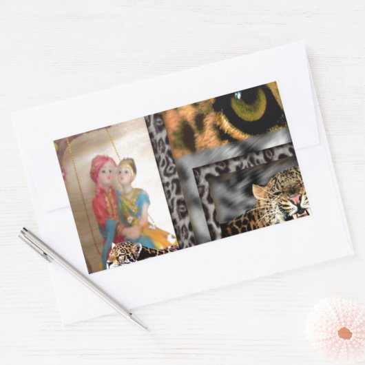 Sticker Rectangulaire Tigre & Couple - Impression d'art (Enveloppe)
