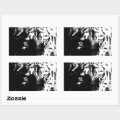 Sticker Rectangulaire Tigre noir et blanc Pop Art (Feuille)