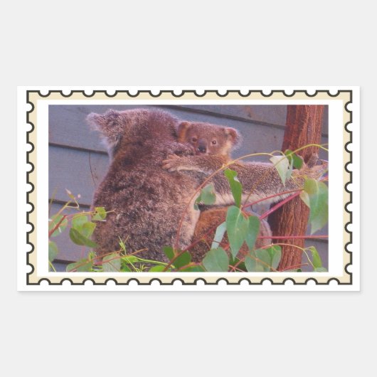 Sticker Rectangulaire Timbre faux de bébé koala (Devant)