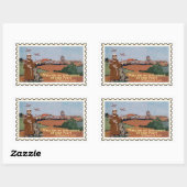 Sticker Rectangulaire Timbre faux Saint François d'Assise (Feuille)