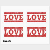 Sticker Rectangulaire Timbre Grunge Love (Feuille)
