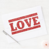 Sticker Rectangulaire Timbre Grunge Love (Enveloppe)