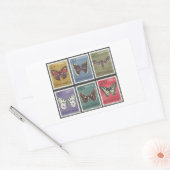 Sticker Rectangulaire Timbres à papillon (Enveloppe)