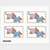 Sticker Rectangulaire Timbres Faux chiots (Feuille)