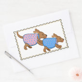 Sticker Rectangulaire Timbres Faux chiots (Enveloppe)