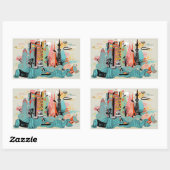 Sticker Rectangulaire Tirage à la main Tokyo Japon (Feuille)