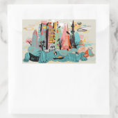 Sticker Rectangulaire Tirage à la main Tokyo Japon (Sac)