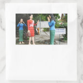 Sticker Rectangulaire Tirer Les Visages Derrière Le Dos (Sac)