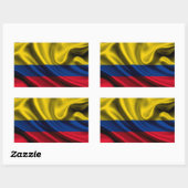 Sticker Rectangulaire Tissu de drapeau de Colombie (Feuille)