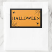 Sticker Rectangulaire Toile d'araignée noir orange Halloween mot (Sac)
