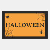 Sticker Rectangulaire Toile d'araignée noir orange Halloween mot (Devant)