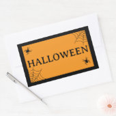 Sticker Rectangulaire Toile d'araignée noir orange Halloween mot (Enveloppe)
