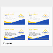 Sticker Rectangulaire Toit et fenêtre bleu jaune Classé Location Accueil (Feuille)