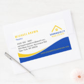 Sticker Rectangulaire Toit et fenêtre bleu jaune Classé Location Accueil (Enveloppe)