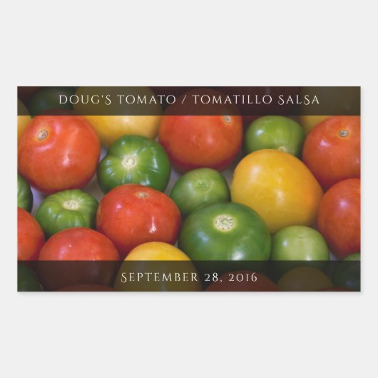 Sticker Rectangulaire Tomates jaunes rouges et tomatillos verts (Devant)