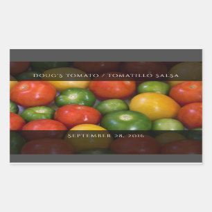 Sticker Rectangulaire Tomates jaunes rouges et tomatillos verts