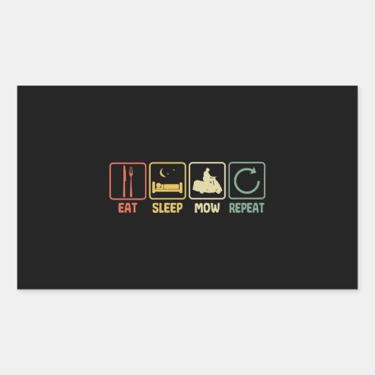 Sticker Rectangulaire tondeuse à gazon Mangez Dormir slogan tondeuse à g (Devant)