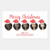 Sticker Rectangulaire Tons de Melanin, Femmes noires, Joyeux Noël (Devant)
