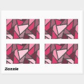 Sticker Rectangulaire Tons de motif en vitrail rose (Feuille)