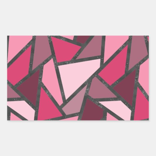 Sticker Rectangulaire Tons de motif en vitrail rose (Devant)