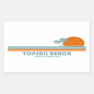 Sticker Rectangulaire Topsail Beach Caroline du Nord Sun Palm Trees