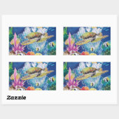 Sticker Rectangulaire Tortue de mer verte (Feuille)
