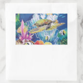 Sticker Rectangulaire Tortue de mer verte (Sac)