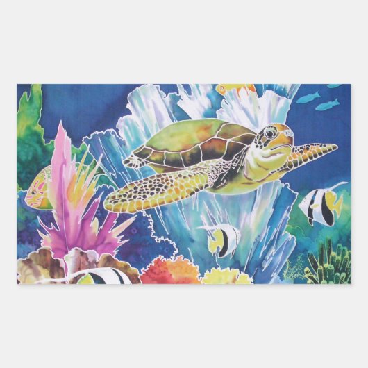 Sticker Rectangulaire Tortue de mer verte (Devant)