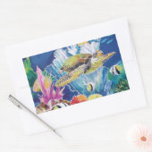 Sticker Rectangulaire Tortue de mer verte (Enveloppe)