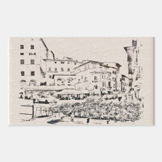 Sticker Rectangulaire Toscane.Italie. Cortona. (Devant)