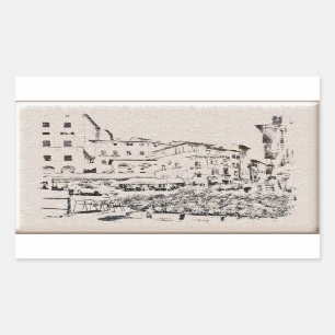 Sticker Rectangulaire Toscane.Italie. Cortona.