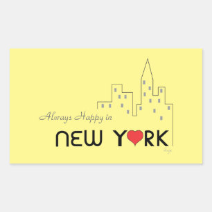 Sticker Rectangulaire Toujours heureux à New York