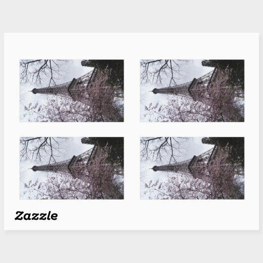 Sticker Rectangulaire Tour Eiffel fleurie (Feuille)