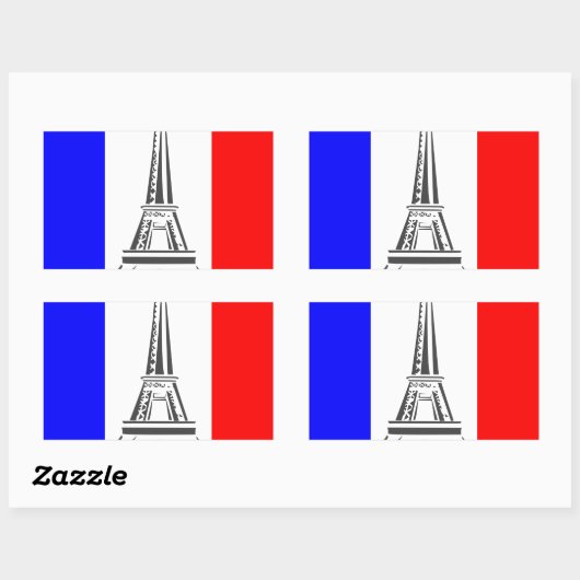 Sticker Rectangulaire Tour Eiffel France (Feuille)