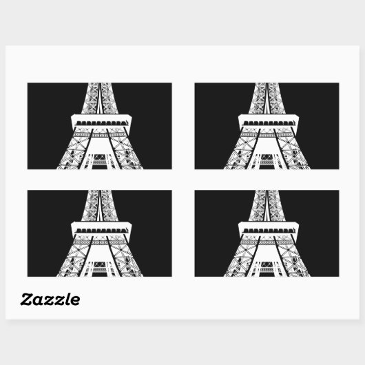 Sticker Rectangulaire Tour Eiffel noir blanc (Feuille)