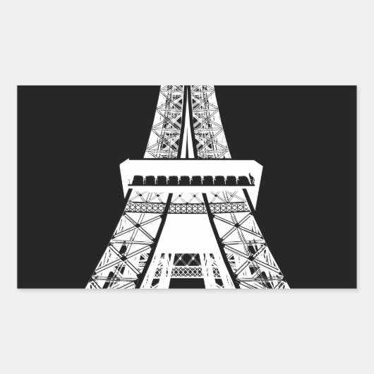 Sticker Rectangulaire Tour Eiffel noir blanc (Devant)