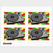 Sticker Rectangulaire Tourne-disque Rasta (Feuille)