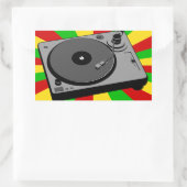 Sticker Rectangulaire Tourne-disque Rasta (Sac)