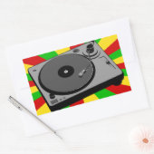 Sticker Rectangulaire Tourne-disque Rasta (Enveloppe)