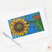 Sticker Rectangulaire Tournesol et papillon - style vitrail ! (Enveloppe)