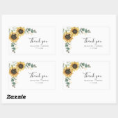 Sticker Rectangulaire Tournesol floral Merci Mariage (Feuille)