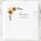 Sticker Rectangulaire Tournesol floral Merci Mariage (Sac)
