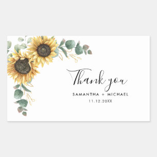 Sticker Rectangulaire Tournesol floral Merci Mariage