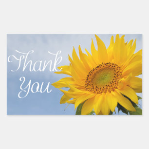 Sticker Rectangulaire Tournesol jaune floral Fleur de remerciement bleue