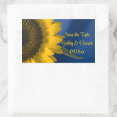 Sticker Rectangulaire Tournesol jaune sur mariage bleu Enregistrer la da (Sac)