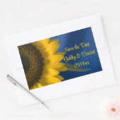 Sticker Rectangulaire Tournesol jaune sur mariage bleu Enregistrer la da (Enveloppe)
