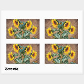 Sticker Rectangulaire Tournesol Papillons Rustic Barque (Feuille)