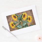 Sticker Rectangulaire Tournesol Papillons Rustic Barque (Enveloppe)